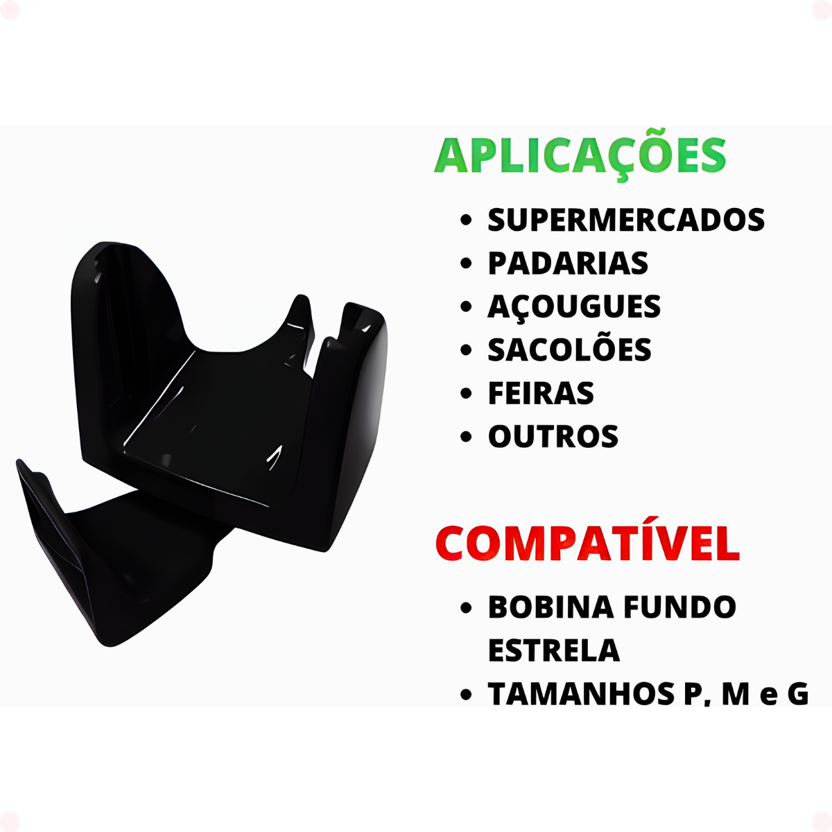 Aplicações Kit 2 Suporte para Bobina Com Base Parede Tipo L Preto - 2 UNIDADES